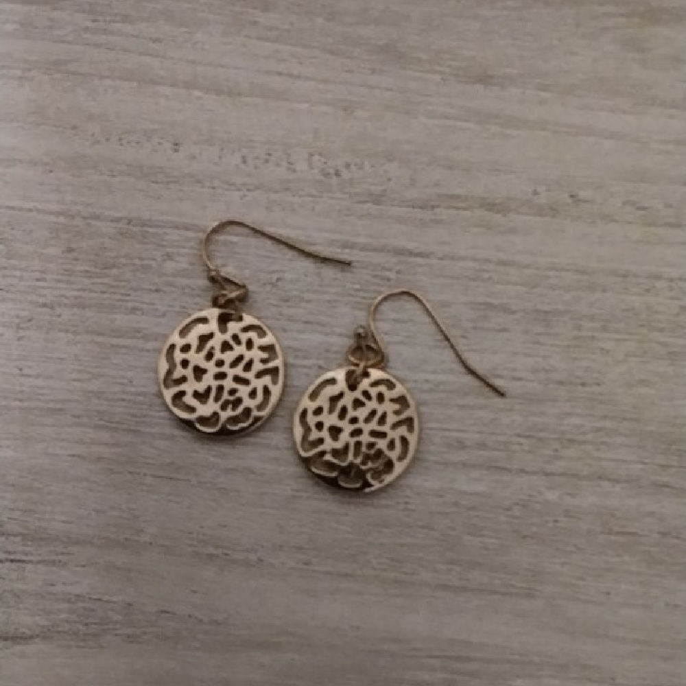 Gold Filigree Round Drop Earrings - Women Jewelry